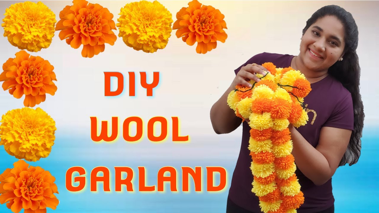 DIY Wool Garland Marigold Decoration DIY in Telugu by Jayathi Puvvada