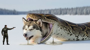 Brave  Heroes Save Alaskan Mother Dog and Puppy from Giant Python Attack