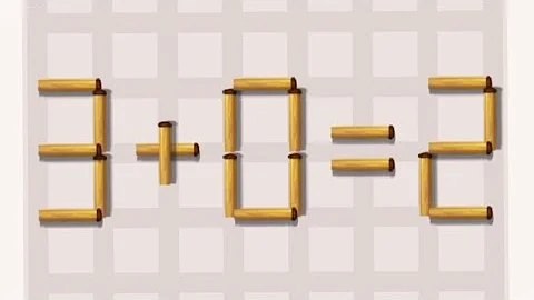 (MATCHSTICK PUZZLES #50)MOVE 1 STICK TO MAKE EQUATION CORRECT! 3+0=2!