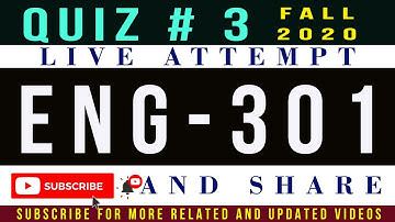 ENG301 Quiz # 3 Live Attempt || ENG301 Quiz # 3 Solution 2020 ||ENG301 Quiz 3