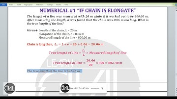 True Length Calculation of chain in surveying when chain short & long | Numerical Solution