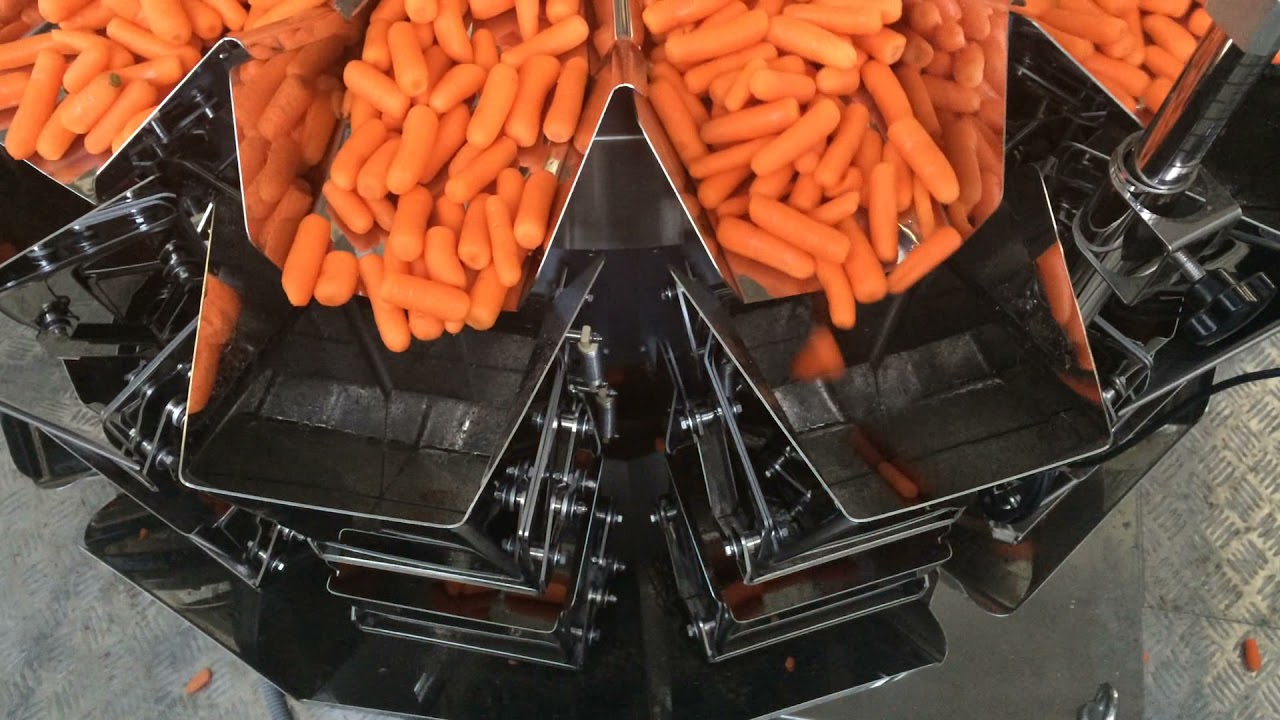 14-head scale plus vertical packaging machine system for weighing small carrot pouches