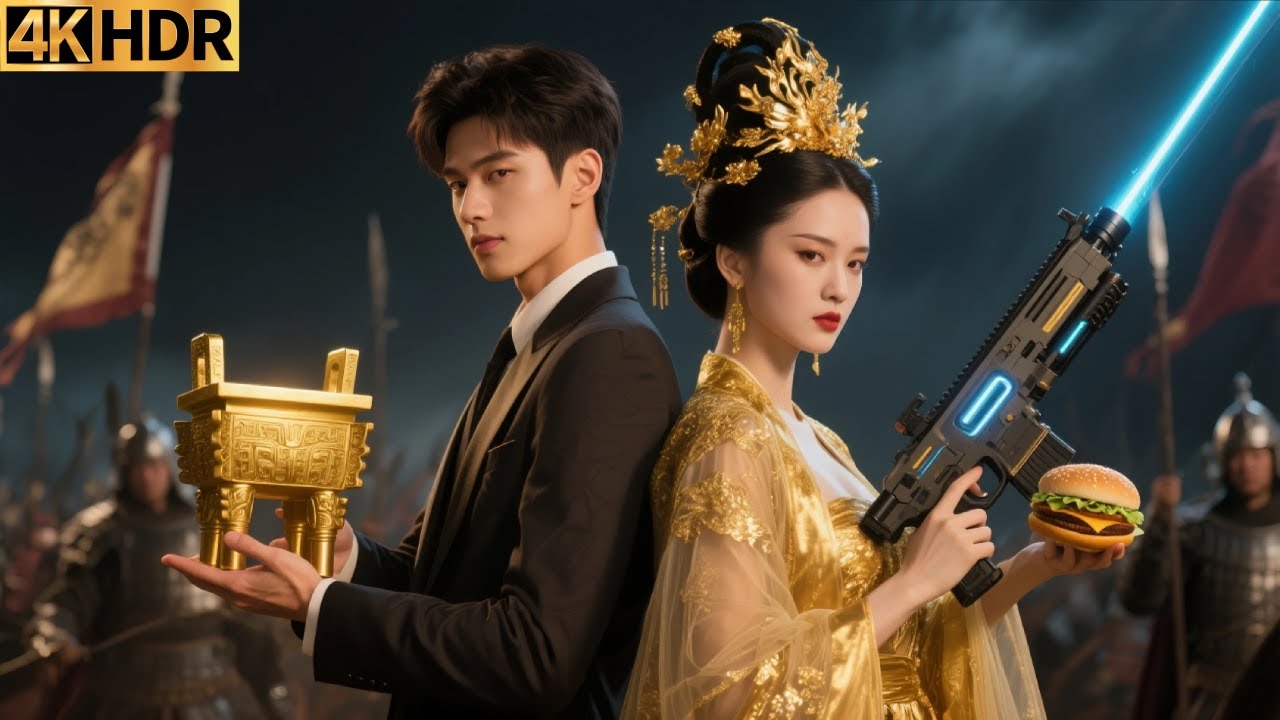 He uses magic cauldron, send foods & weapons to help the Empress win—and marries her and her sister!