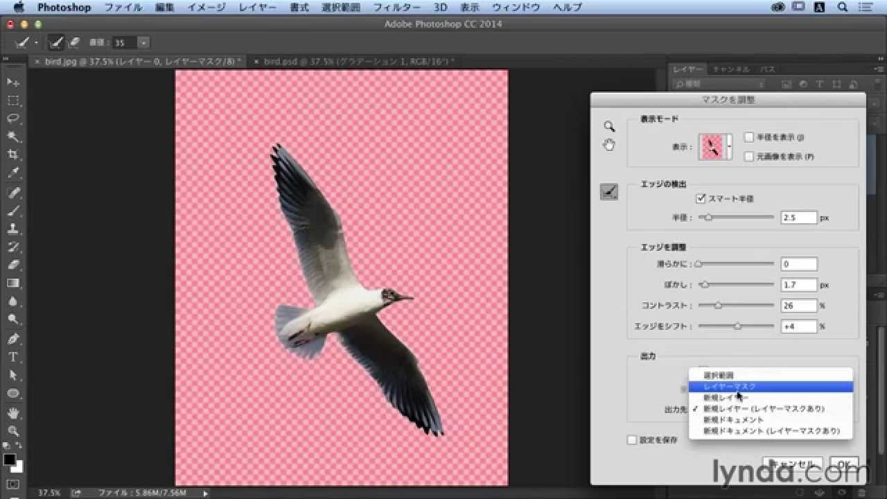 Photoshop Ccレイヤーとマスクの基本 レイヤーマスクの調整パネルの操作 Lynda Com 日本版 Youtube