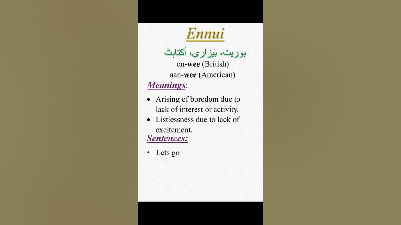 Ennui Meaning English Difficult Words shorts YouTube ennui-meaning-english-difficult-words-shorts-youtube