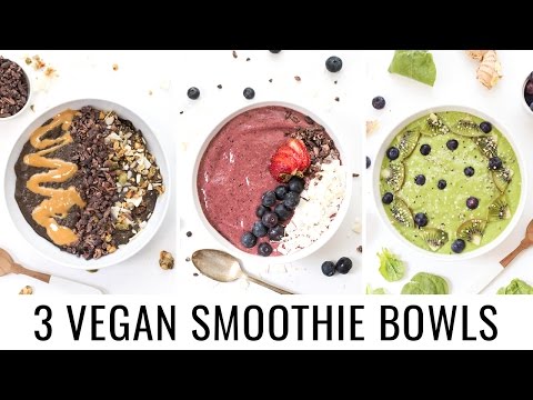 3-healthy-smoothie-bowls-|-chocolate,-berry-+-detox-green-|-vegan-&-banana-free