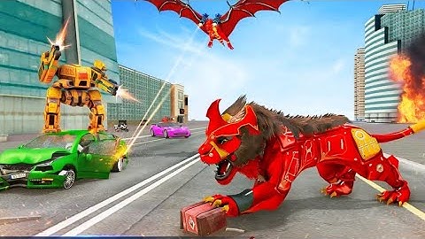 Lion Robot  Car Game 2021 - Flying Bat  Tranformer Games Androit Game Play #01 Video