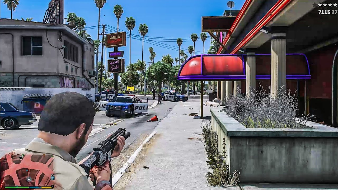 GTA 5 - Strip Club Massacre + Five Star Police Escape - YouTube