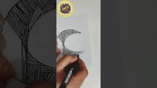 Eight-dimensional drawing of the crescent moon and English letters