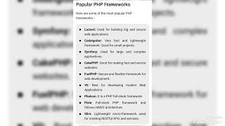 Popular PHP Frameworks 