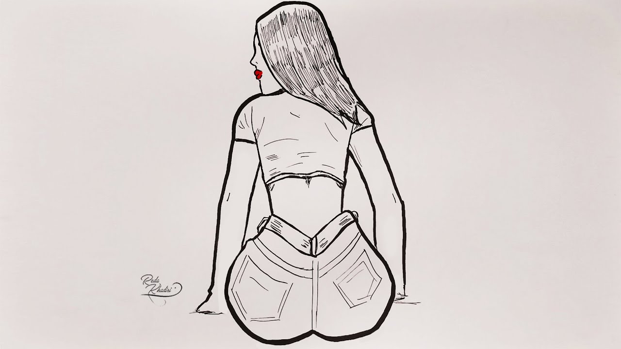 Comment dessiner une fille assise de dos etape par etape - YouTube