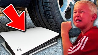 dad crushes PS5 with CAR over fortnite.. (BIG MISTAKE)