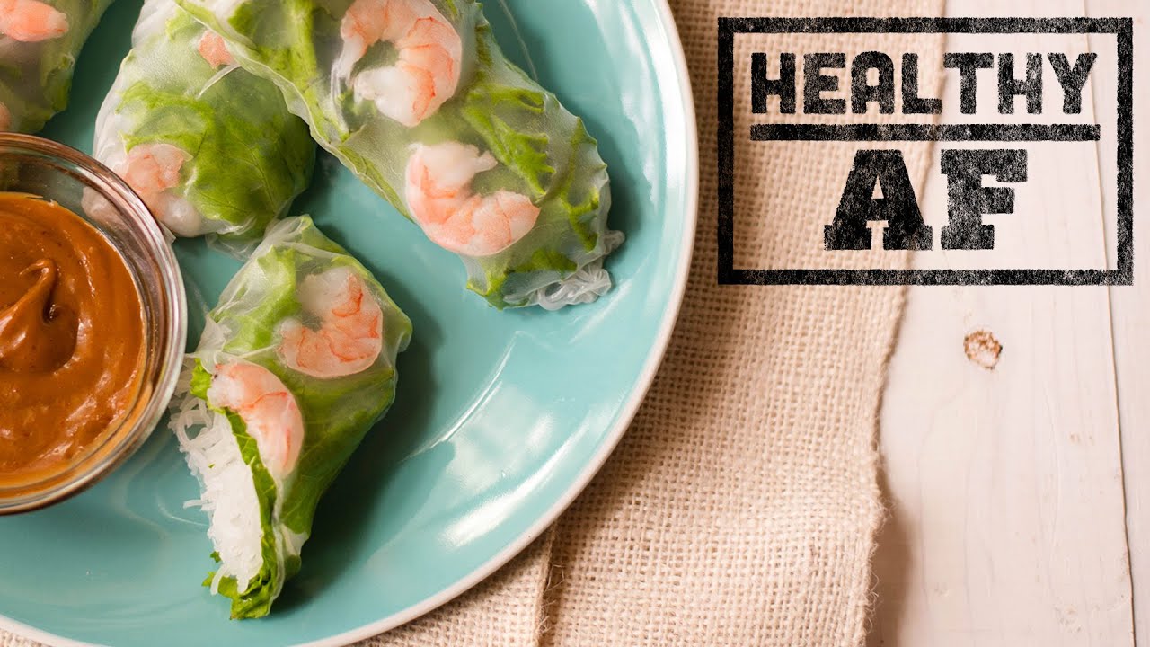 Shrimp Spring Rolls with Spicy Peanut Sauce | Healthy AF | Tastemade