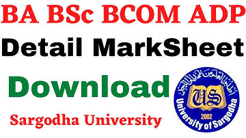 Download BA BSc BCOM ADP Part 1 & 2 Detail Marksheet Sargodha University | UOS Results 2022