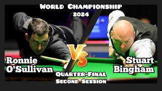 Ronnie O'Sullivan vs Stuart Bingham  World Championship Snooker 2024 QuarterFinalSecond  Session