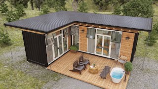 Shipping Container House - Tiny House On Field - Small house ideas design.