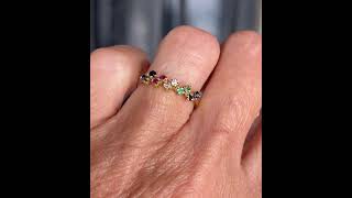 Diamond Sapphire Ruby Emerald Ring in 18K Gold