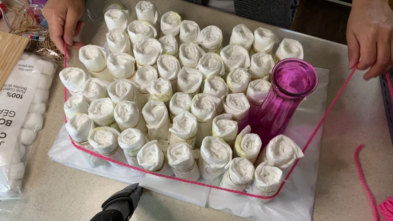 PASTEL DE PAÑALES, CON ARTÍCULOS DE EL DOLLAR TREE, MANUALIDAD MUY FÁCIL y BONITA//DE CASA DE MAGDA