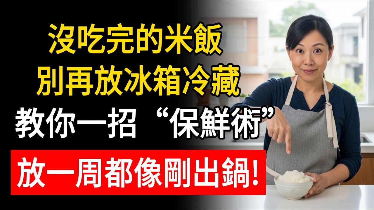 沒吃完的米飯，別再放冰箱冷藏，教你一招“保鮮術”，放一周都像剛出鍋！#中老年生活 #養老生活 #米飯