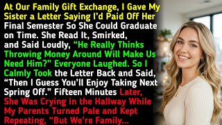 At Our Family Gift Exchange, I Gave My Sister a Letter Saying I’d Paid Off Her Final Semester…
