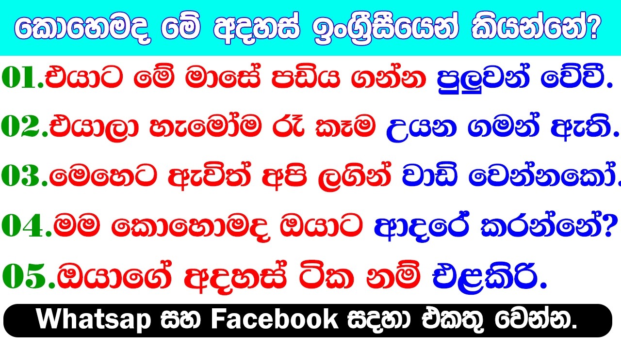 5 Spoken English Patterns with Sinhala Meaning | Improve Your Speaking Fast | 5Patterns with Meaning