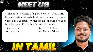 The initial velocity of a particle (at t = 0) is u and the acceleration of particle at time t