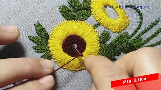 Yellow Hand Embroidery flowers with Bead touch,Embroidery craft,Secrets of Embroidery-58, #StayHome