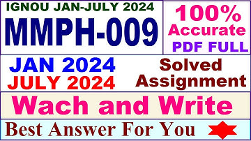 MMPH 009 solved assignment 2024 / mmph 009 solved assignment 2024-2025 / mmph 009 solved assignment