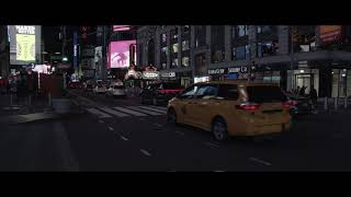 Timesquare  42nd Street in NYC, BMCC Pocket 6K Wide Angle Night Shooting