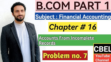 B.Com part 2 subject Advance Accounting chapter 5 Analysis of Accounting Ratio problem no 7 by CBEL