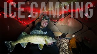 INSANE Night of ICE Fishing for GIANT Walleyes (Overnight Ice Camping)