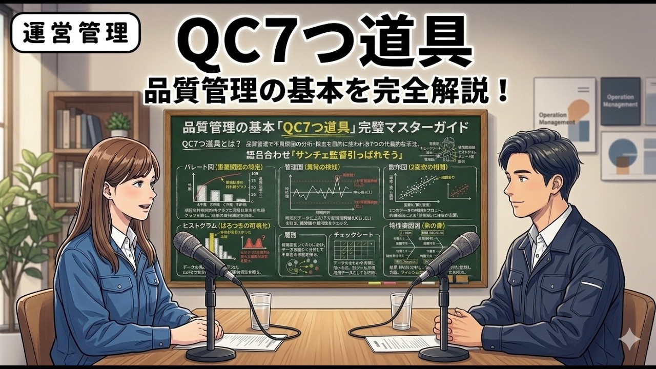 【１次・聞き流し】QC7つ道具『品質管理や現場の課題解決において大きな武器となる代表的な7つの手法』（運営管理）