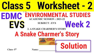 EDMC Worksheet 2 Class 5 EVS class 5th Environmental Studies worksheet 2 with Solution Week 2