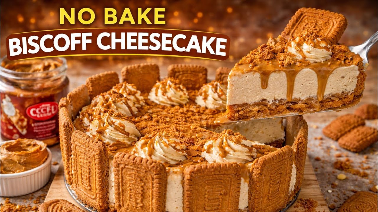 सिर्फ 4 चीजो से बना Easy No Bake Biscoff Cheescake Recipe | How To Make Eggless Cheescake At Home 😋 