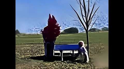 "A child sits under a tree imagining the future of humanity"