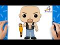 How to Draw Stone Cold Steve Austin Funko Pop | Step-by-Step WWE Drawing