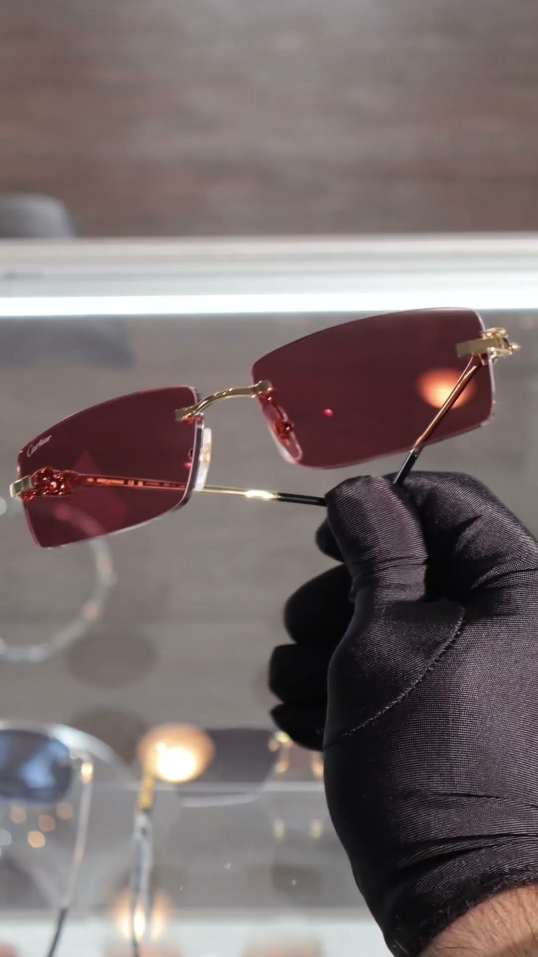 Cartier CT0430S 009 Panthère Sunglasses Gold/Red