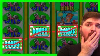 🏆🏆 RAREST HIT OF ALL! 🏆🏆 Stinkin' Rich Less Lines RETRIGGER! MASSIVE WIN W/ SDGuy1234