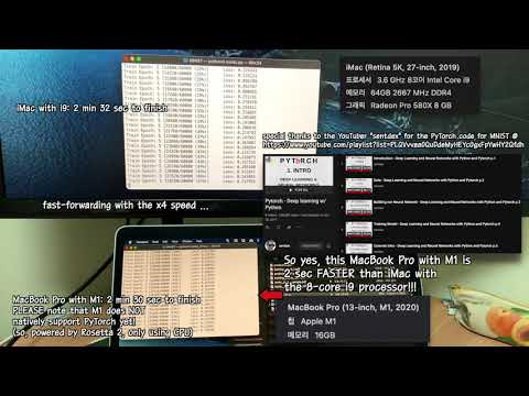 M1 MacBook Pro vs Intel i9 iMac 5K: running the same PyTorch code for machine-learning MNIST data
