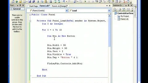 Part 2: Create Buttons Dynamically and Set the Events to Controls (VB.net ,VB2005, VB2008)