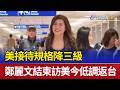 美接待規格降三級 鄭麗文結束訪美今低調返台