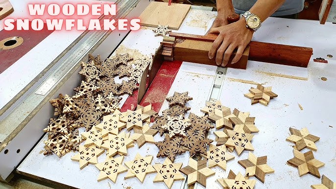 Wooden Snowflakes on a Table Saw 