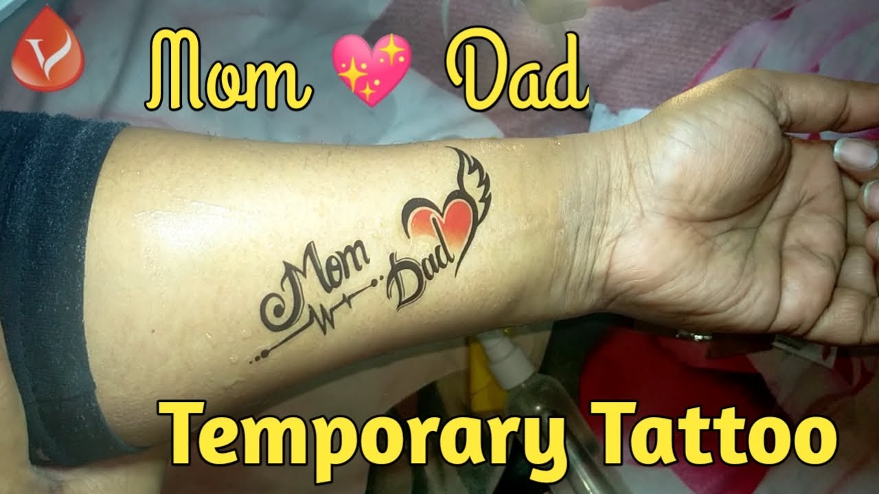Voorkoms Love Mom Dad Body Temporary Tattoo Waterproof For Girls Men Women  Size 11x6 cm  Amazonin Beauty