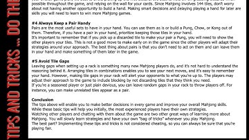 Mah Jongg - Do these tips apply to your style of play? Modern Mahjong Shares Saturday Strategy