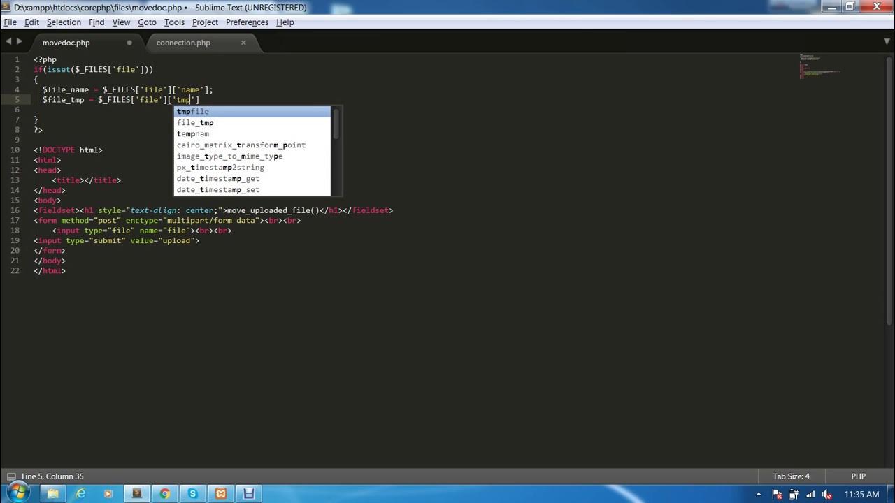 move_uploaded_file() in PHP - YouTube