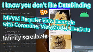 Kotlin MVVM recycler view example (without DataBinding, fast, infinity-scroll) tutorial step by step