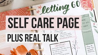 Self Care Page and Mental Health Chat - Letting Go | Anxiety and Overwhelm | The Happy Planner