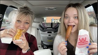 Wienerschnitzel Mukbang with my Mom!