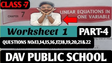 DAV Class 7th Maths Linear Equations in One Variable Worksheet 1