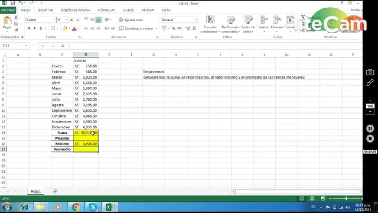 Funci n Suma M ximo M nimo Y Promedio En Excel 2010 YouTube
